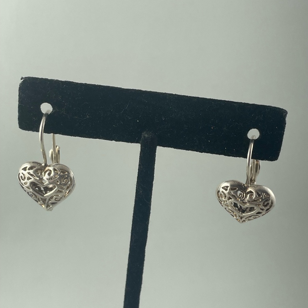 Sterling Silver Filigree Heart Earrings